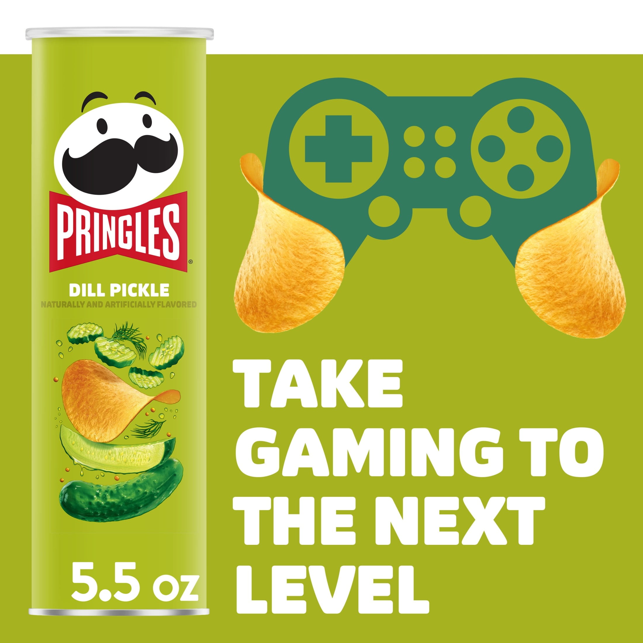 Pringles Dill Pickle Potato Crisps Chips, Lunch Snacks, 5.5 oz Canister