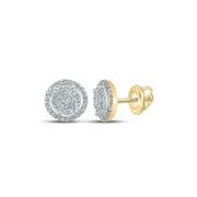 Macey Worldwide Jewelry 10k Yellow Gold Mens Diamond Circle Earrings 1/3 Ctw