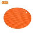 thumbnail image 3 of Unique Bargains 4pcs Silicone Trivets for Hot Pots, Hot Pads Pot Holders, Heat Resistant Trivets for Hot Dishes-Orange, 3 of 5