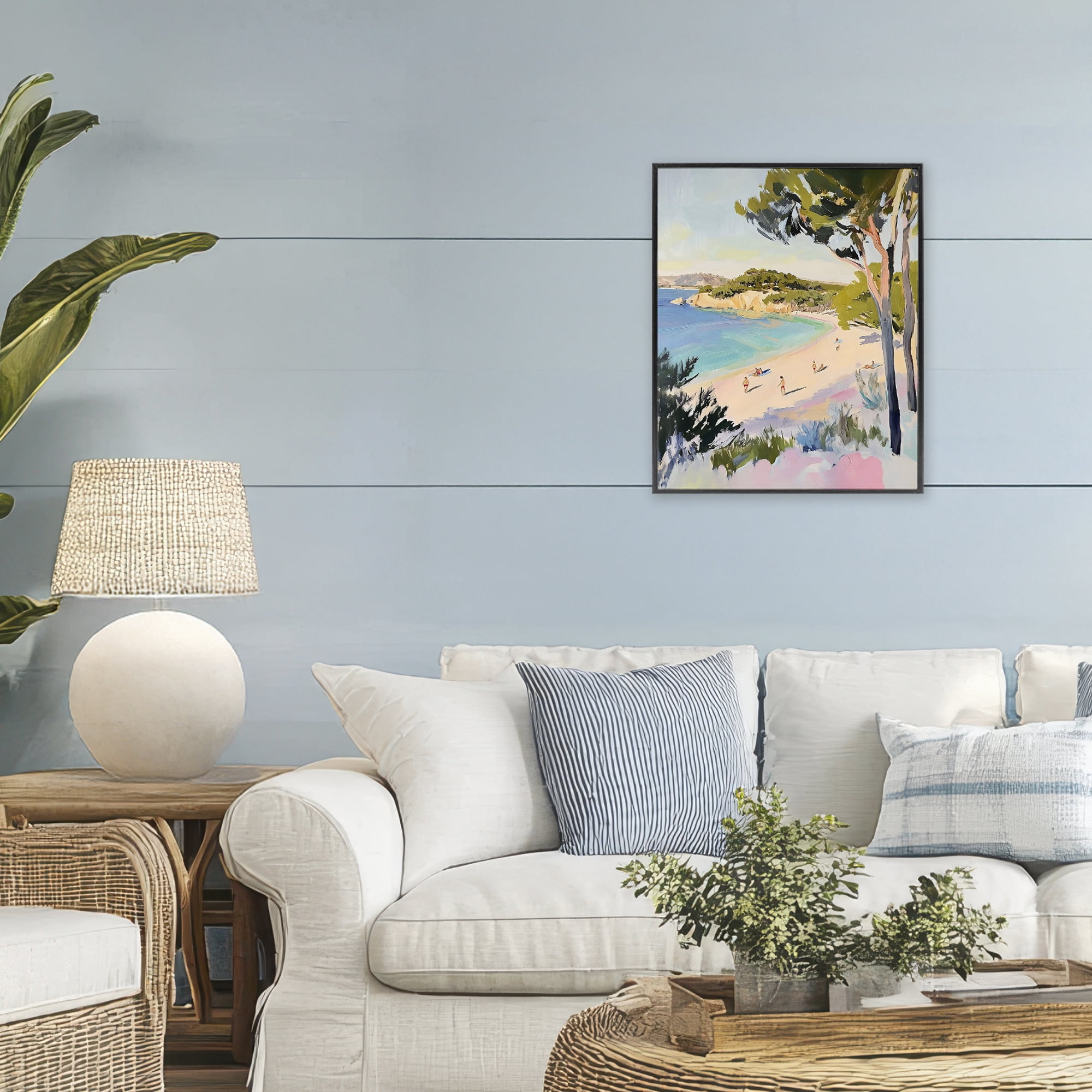 Stupell Industries Amalfi Coast Beach Escape Black Framed Giclee Art, design by The Prints Vibe