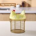 thumbnail image 6 of Deeceymbur Stackable Eggs Holder for Fridge Refrigerator Eggs Storage Colorful Design Eggs Basket Ceramic Chicken-Shaped Lid Round Wire Basket Bottom and Handle, 6 of 6