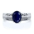 thumbnail image 2 of Gem Stone King 925 Sterling Silver Blue Sapphire Women Ring (1.80 Ct Oval, Gemstone Birthstone, Size 8), 2 of 4