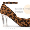 thumbnail image 4 of BLISSFUL STEP Ankle Strap Pointed Toe Clear Chunky Heel Pumps for Women 6 Leopard, 4 of 6