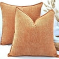 thumbnail image 6 of Chevron Pattern Chenille Pillow Covers Set of 2 Orange 16x16 inches / Soft Cozy Cushion Covers, 6 of 6