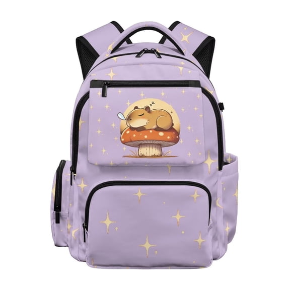 POLERO Capybara Backpack for Girls 6-8 8-12 Cute School Backpack Lightweight Elementary Bookbag with Front Pocket Kids 17 Inch School Bag