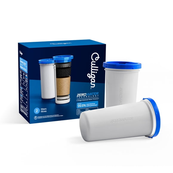 Culligan With ZeroWater Technology Filter Replacement, IAPMO Certified 5-Stage Advanced Water Filter – 2 Count