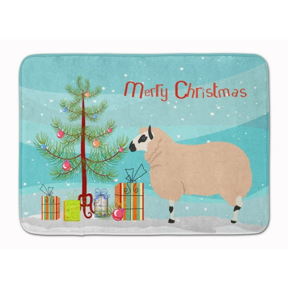 Carolines Treasures BB9346RUG Kerry Hill Sheep Christmas Machine Washable Memory Foam Mat Teal 19 X 27" multicolor