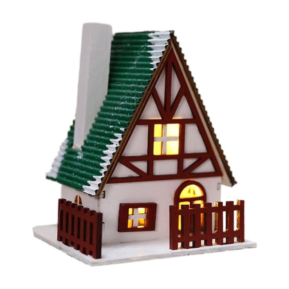 Qocolhg Christmas Small House Christmas Decoration Ornaments Christmas Micro PVC Small House Christmas Decoration, Wooden Home Christmas Ornaments, Glowing Home Hanging Home Christmas
