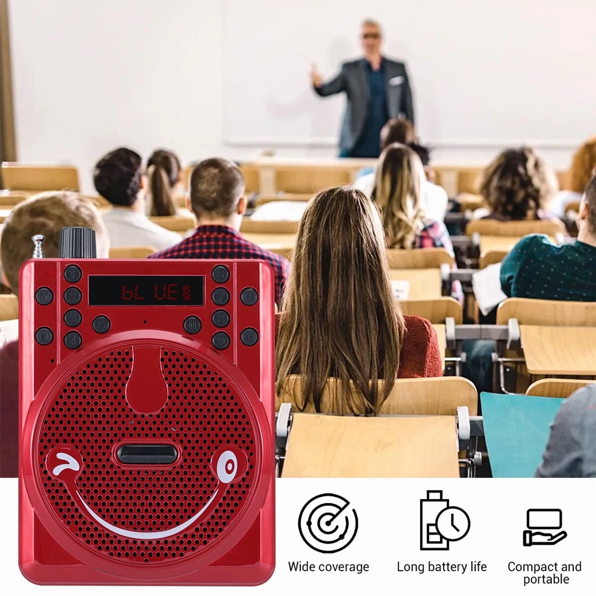 CRESTIN- Portable Wireless Amplifier With Wired Microphone Bt-82 Red Voice Amplifier Am