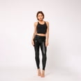 thumbnail image 6 of Women's High Waist PU Leather Leggings, Shiny Metallic Liquid Look, Stretchy Faux Leather Tights for Party, Night Out, Club Wear, and Edgy Fashion-Black, 6 of 6