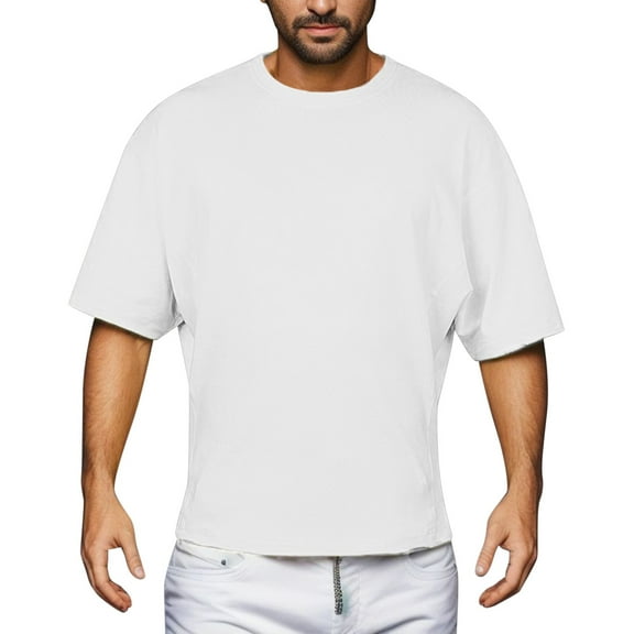 Big and Tall Shirts for Men Male Spring And Summer Short Sleeve Bottoming Shirt Solid Color Round Neck Loose Comfortable Large Size Top Classic T Shirts for Men Pocket T Multiple Pack Graphic XL