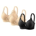 thumbnail image 2 of Bras for Women No Underwire 3pcs Bra Solid Color Big Breast Women Lightly Lined Soft Padded Comfy Supportive Bralettes, 2 of 7