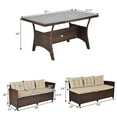 thumbnail image 3 of Gymax 3PCS Rattan Dining Sofa Set w/6 Cushioned Seats Patio Furniture, 3 of 10