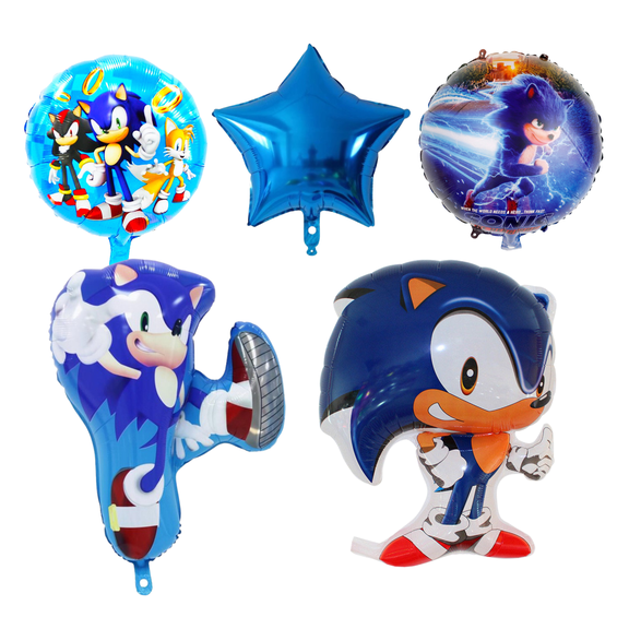 Blue Video Game Character Balloon Set 5 Pack Foil Balloons for Kids Birthday Party Decorations