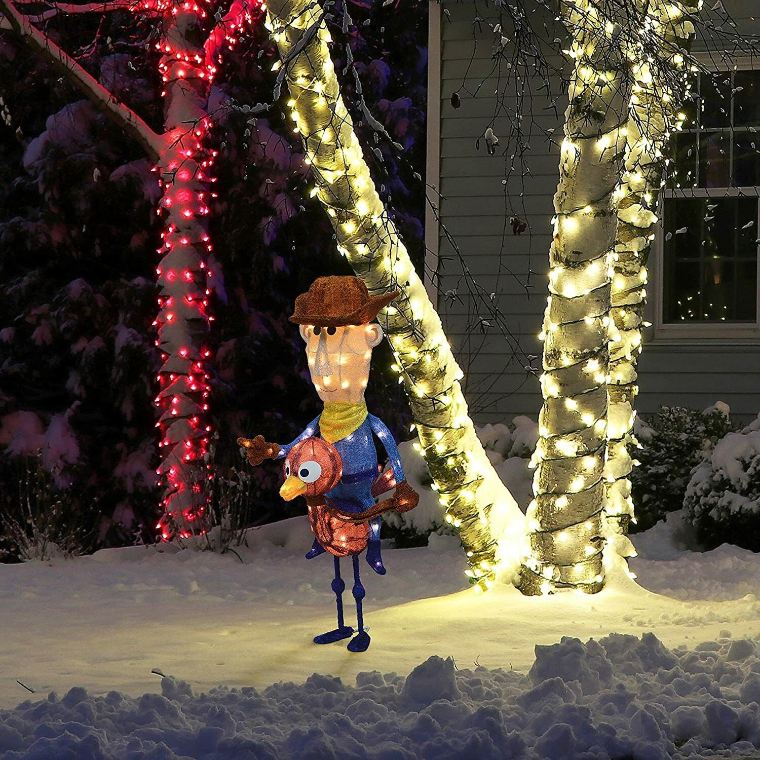 32-Inch LED Pre-Lit Misfit Cowboy on Ostrich Holiday Yard