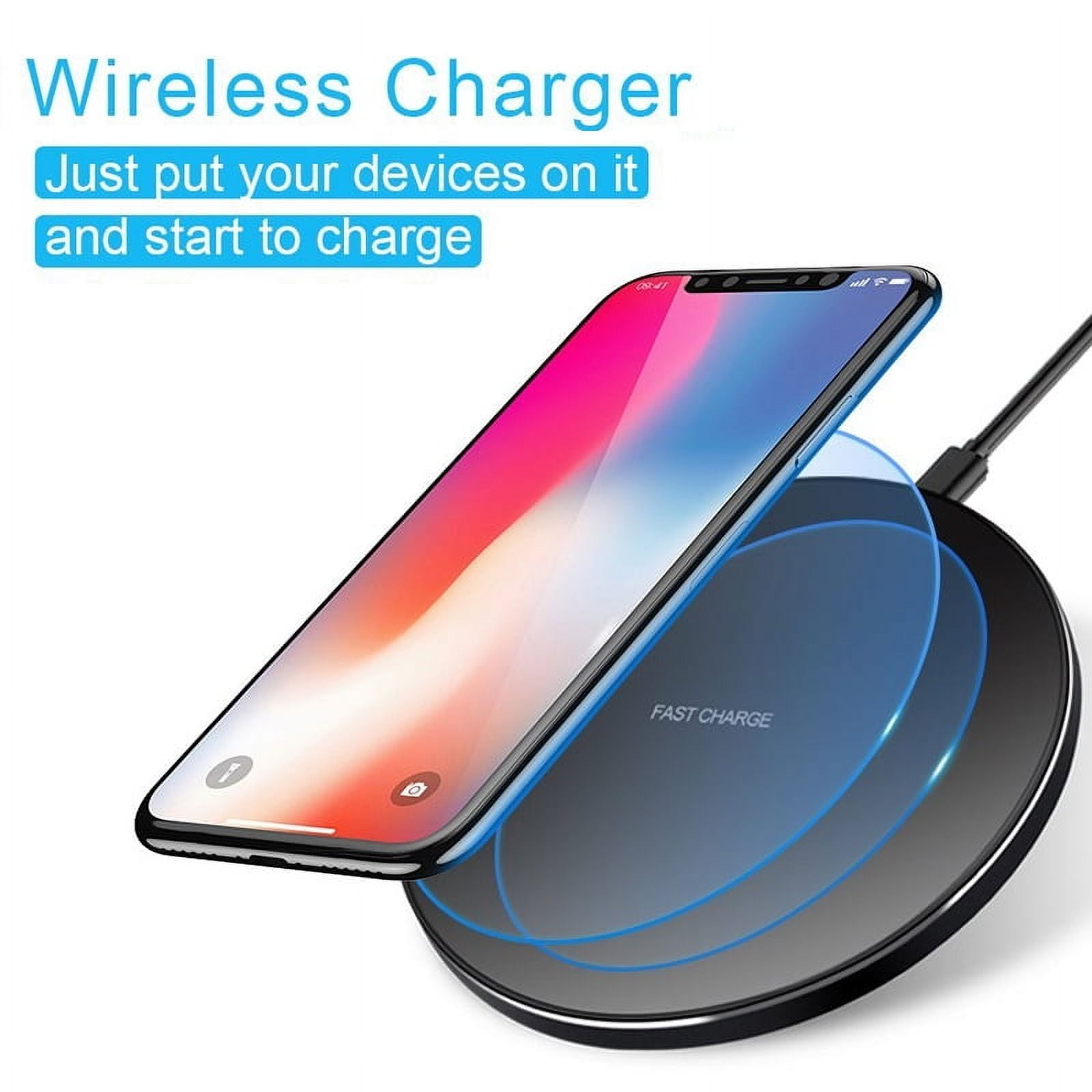 Wireless Charger Compatible With iPhone 11/12/13/14 Plus, Pro, Pro Max, Mini - Fast 7.5W and 10W Charging Pad Slim