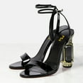 thumbnail image 2 of FSJ Women Bling Crystal Block Chunky High Heels Buckle Ankle Strap Sandals Single Strap Round Open Toe Pumps Wedding Party Shoes Size 8 Black, 2 of 4