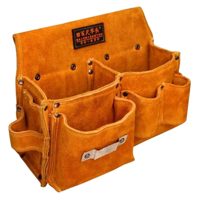 jinwen Faux Leather Pouch Multipurpose Vintage Tool Bag Case for Wrench Electrician