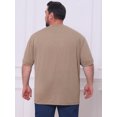 thumbnail image 3 of DARING DIVA Men's Big Tall Henley Shirts Button Down Short Sleeve T-Shirt 5XL Light Brown, 3 of 7