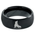 thumbnail image 2 of Tungsten Ice Figure Skating Hockey Skate Band Ring 8mm Men Women Comfort Fit Black Dome Brushed Polished, 2 of 4
