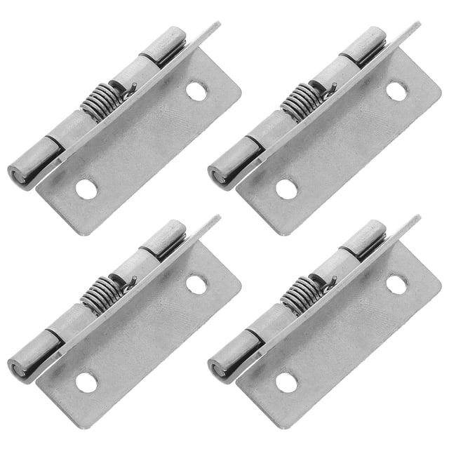 Bisagra de puerta de acero inoxidable con resorte, 4 piezas, cierre automático, acero inoxidable cepillado, herrajes de bricolaje para puertas o gabinetes, color plateado