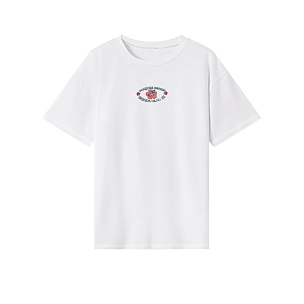 Camiseta para mujer verano casual elegante ajuste regular cuello redondo clásico cuello redondo XL