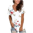 thumbnail image 6 of GaThRRgYP Tops for Women Trendy Summer,Women's Fashion Printed Camisole Short Sleeve T-shirt Loose Tank V-Neck Tops White XXL, 6 of 7
