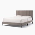thumbnail image 2 of Queen Size Upholstered Platform Bed Frame with Wing Back Headboard, Wooden Slats and Metal Legs, 2 of 8