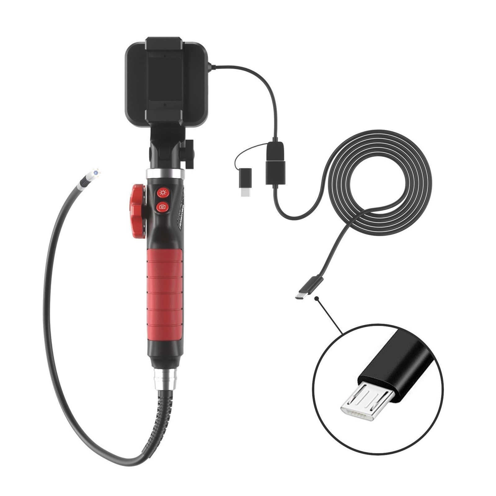 2MP 1080P 6mm 3in1 USB 2 Way Articulate 180Degree Rotation Steering Industrial Endoscope Inspection Microscope Camera ,Stunning Clarity