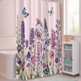 thumbnail image 5 of Shower Curtain Purple Lavender Shower Curtains for Bathroom Decor, Waterproof Polyester Shower Curtain Set with Hooks, Extra Long 72" x 78" Vintage Floral Butterfly Pink, 5 of 9