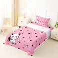 thumbnail image 3 of Manfei Kawaii Kitten Twin Sheets, Sweet Love Heart Doodle Bedding, Pink, 3-Piece, 1 Flat Sheet, 1 Fitted Sheet and 1 Pillowcase, 3 of 6