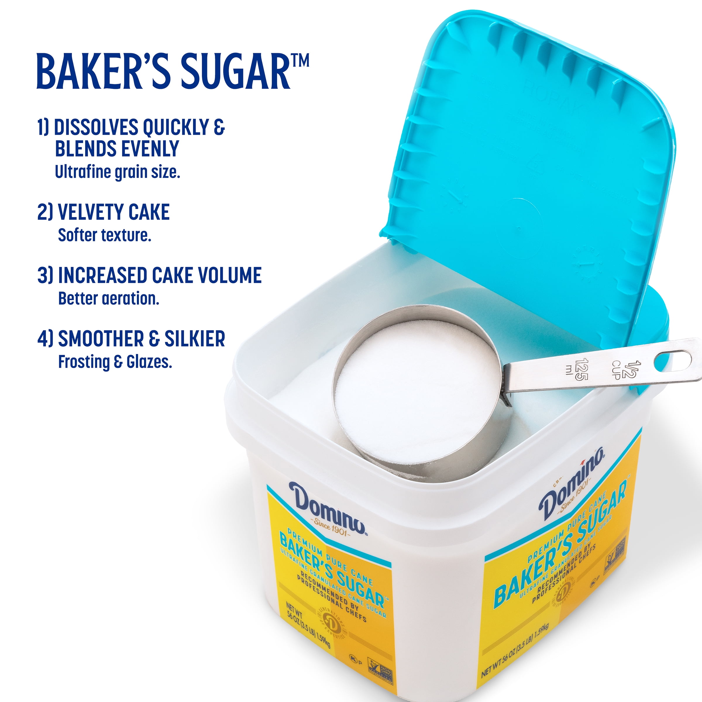 Domino Pure Cane Ultrafine Granulated Baker's Sugar 3.5 lb Tub