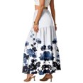 thumbnail image 4 of LWavelet Women Patchwork Floral Print Tiered Maxi Skirt Elastic Waist With Pockets Casual Long Skirt White L, 4 of 6