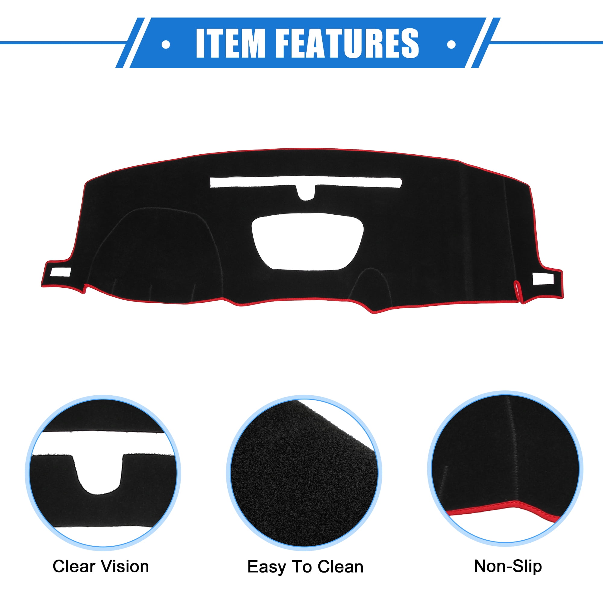 Unique Bargains Dashboard Cover Mat for Chevy Silverado 2019-2022 Durable Polyester Red Front Dash Cover Mat
