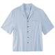 thumbnail image 4 of Camisetas Elvqul para Hombre Lino Economicas Azul Celeste Algodón Manga Corta sin Estampado Solapa, 4 of 5