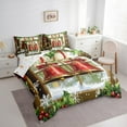 thumbnail image 3 of jejeloiu Red Christmas Bell Bedding Comforter Set 7pcs,Happy New Year Queen Bedding Sets,Xmas Berry Snowflake Queen Sheet Sets For Child,Super Cozy Room Decor Reversible, 3 of 8