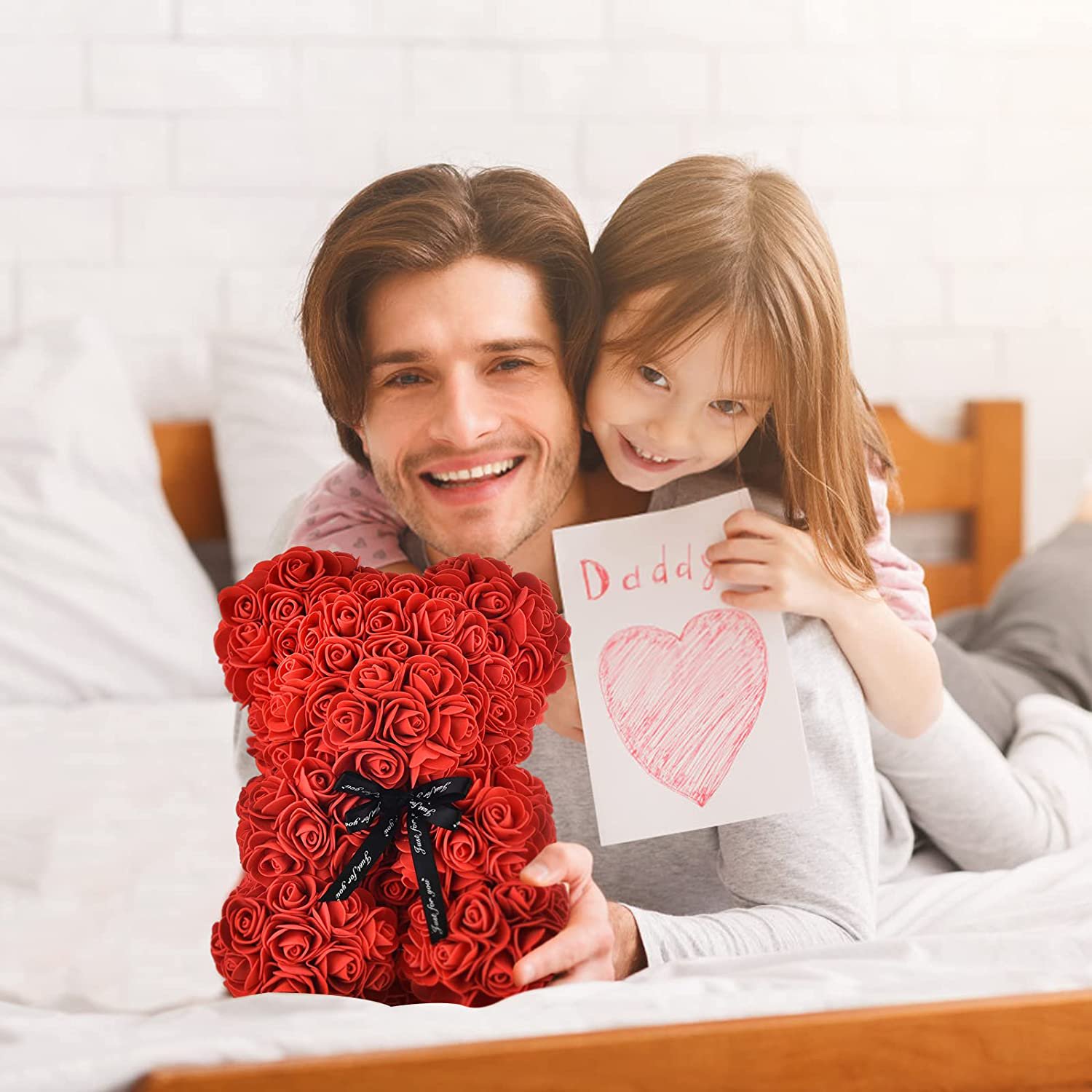 Madala Rose Bear with Box 10 inch, Valentines Day Gifts for Her Him, Red Artificial Flower Bear Gifts for Grandma, Mom, Mothers Day, Birthday - image 3 of 7