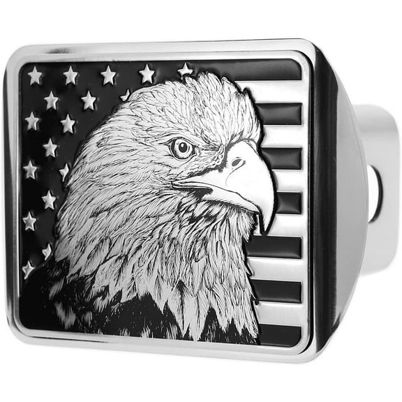 eVerHITCH USA US American Flag Stainless Steel Trailer Hitch Cover (Fits 2" Receiver, Black & Chrome)