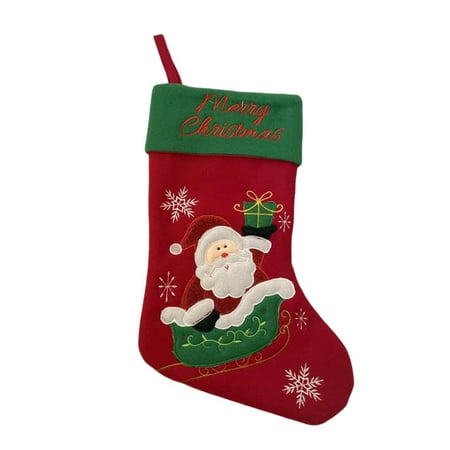 

MGStore Christmas Stocking Large Size Santa Claus/Snowman Pattern Reusable Super Soft Tear-resistant Scene Layout Wide Opening Hanging Xmas Tree Gift Bag Pendant for Party