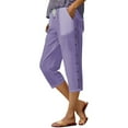 thumbnail image 5 of Yubnlvae Women's Elastic Waist Linen Pants Wide Leg Beach Casual Palazzo Trousers with Pockets, Purple, M, 5 of 5