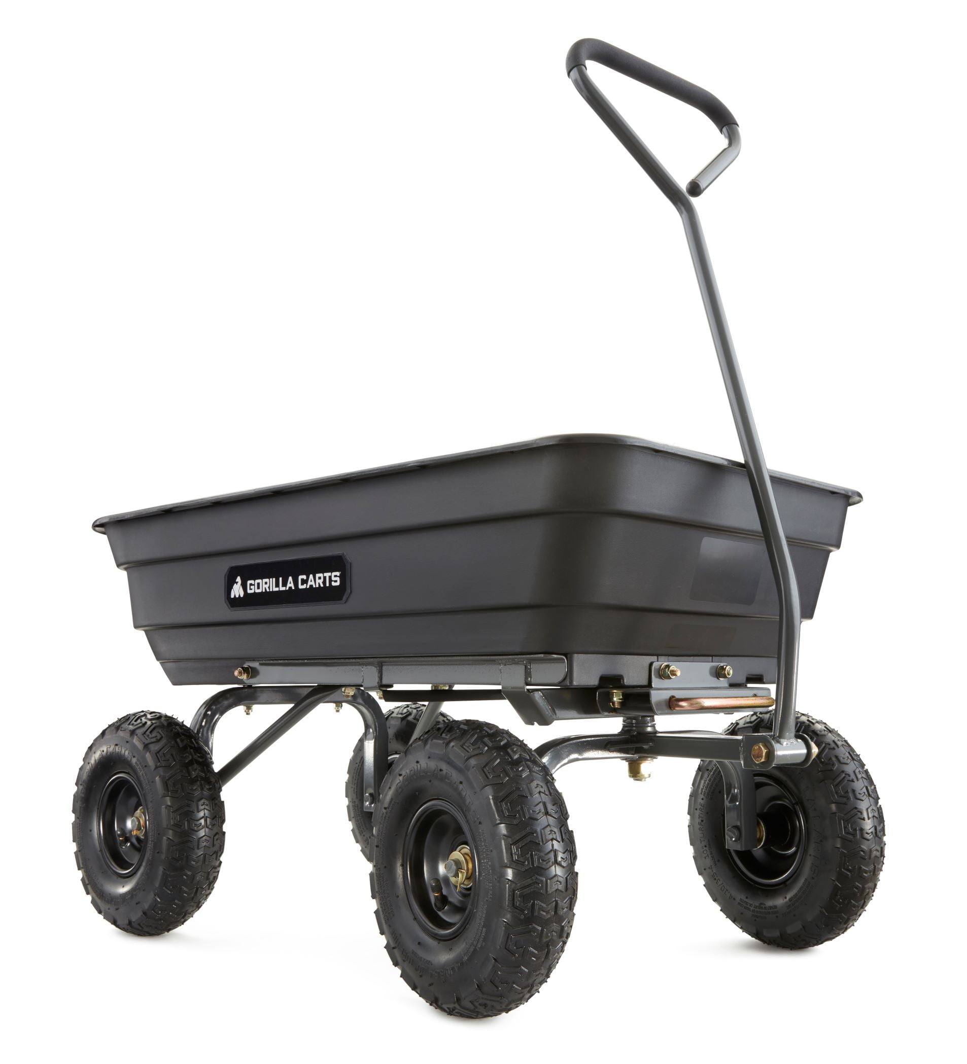 Black Capacity Gorilla Carts Poly Garden Dump Cart with 2-in-1 Convertible Handle 1000-lbs 