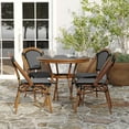 thumbnail image 3 of Merrick Lane Bistro Style Table with Glass Top, Black & White PE Rattan, 2 Stack Chairs, and Bamboo Finished Metal Frame for Indoor/Outdoor Use, 3 of 10