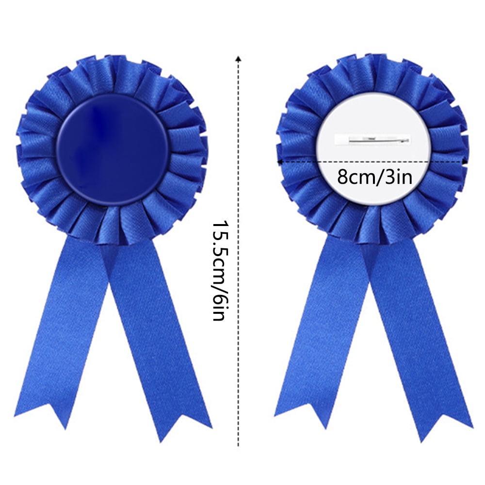 SEIWEI 12PCS Blank Award Ribbon Personalized Graduation Attendance Badge Winner Award Rosette Ribbon (Blue)