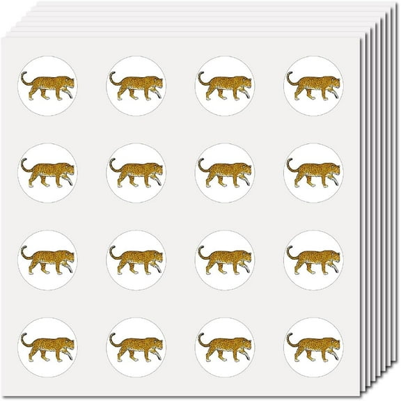128Pcs Leopard Stickers Cheetah Decal Bulk Animal Sticker for DIY Scrapbooking Self-Adhesive Waterproof Small Stickers for DIY Art Craft Students Planner Classroom Water Bottle 2.5x2.5cm