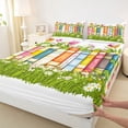 thumbnail image 4 of Erosebridal Kids Cartoon Books Queen Sheet Sets, Girls Daisy Tulip Floral Bed Set, 4 Pieces, 1 Flat Sheet 1 Fitted Sheet and 2 Pillowcases, 4 of 5