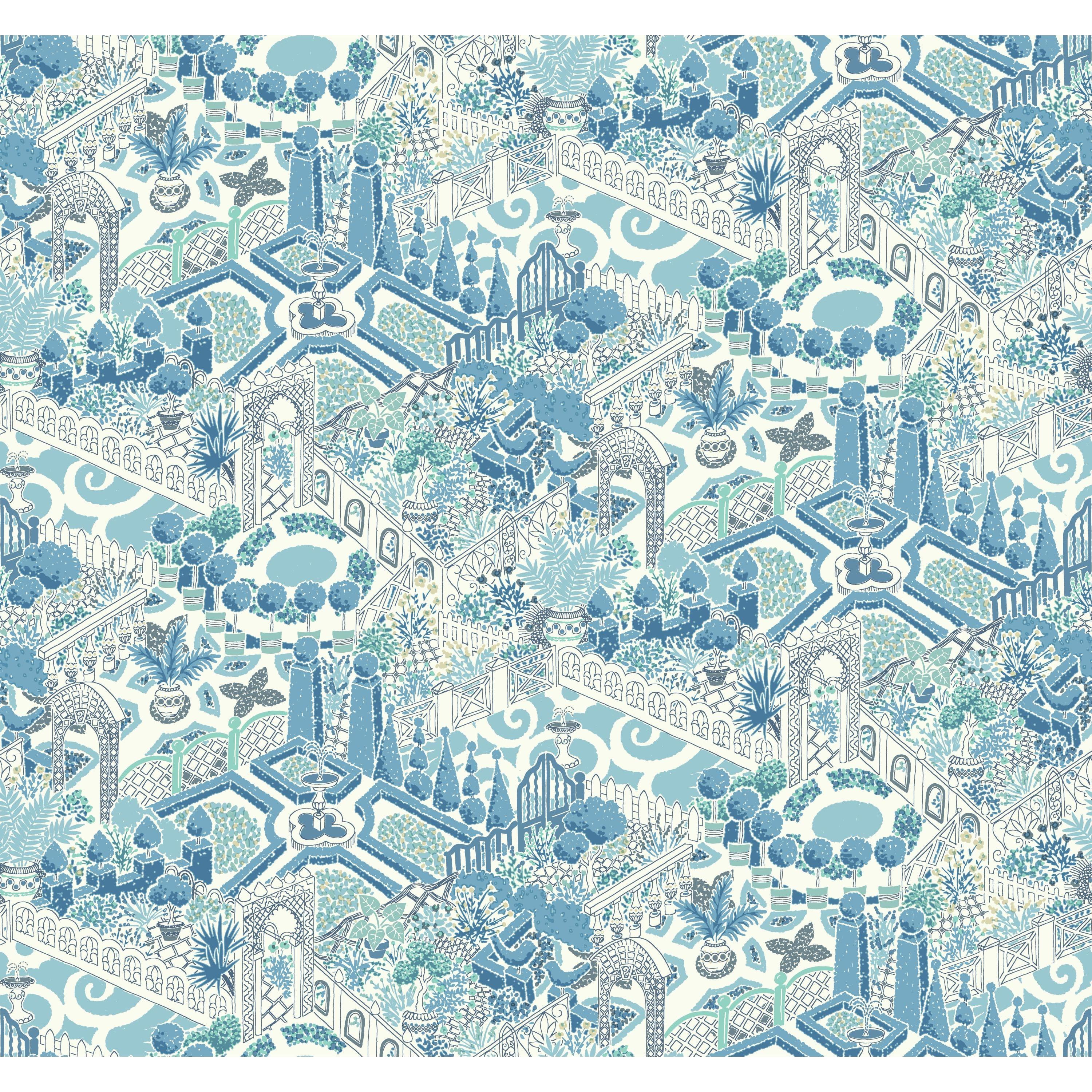 Waverly How Does Your Garden Removable Wallpaper Blue