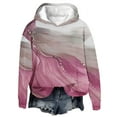 thumbnail image 4 of Womens Winter Warm Hoodies Long Sleeve Fleece Pullover Casual Loose Color Block Striped Floral Print Pullover Tops,Hot Pink,XL, 4 of 5