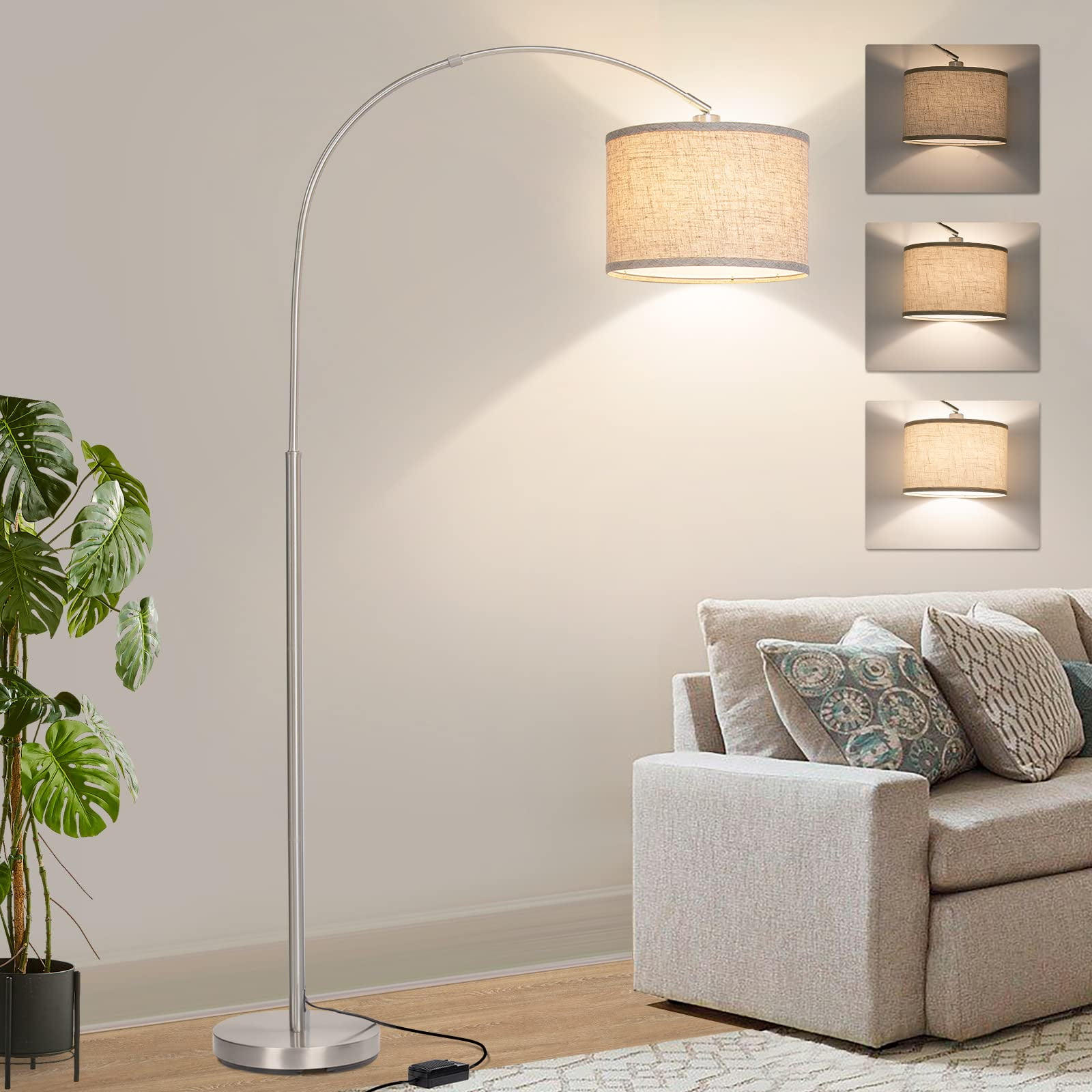 Floor Lamp for Living Room, Dimmable Arc Floor Lamp with Adjustable