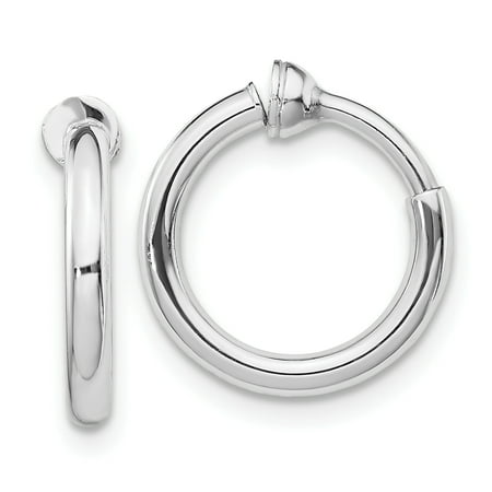 Best Price Product - Sterling Silver Rhodium Polished Hoop Earrings ...