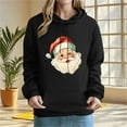 thumbnail image 2 of Christmas Hoodies for Women Santa Holiday Graphic Long Sleeve Pullover Sweatshirt with Pocket Black M, 2 of 5